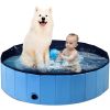 63 Inch Foldable Leakproof Dog Pet Pool Bathing Tub Kiddie Pool for Dogs Cats and Kids