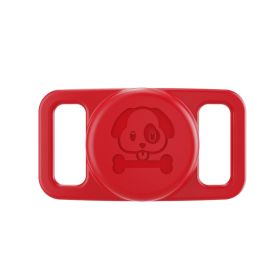 Silicone Protective Sleeve For Airtags Pet Dog Cat Positioning Tracker Collar Cover Anti-lost Protective Case (Color: Red)