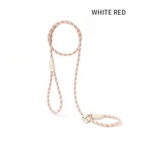 Dog Rope Pet Pulling Rope Puppy Strap Traction Rope Heavy Duty Belt Large Dog Leash Dog Collar Strap Dog Training Pet Harness Hands-Free Leash For Sma (Color: White Red, size: 1.5x0.8)